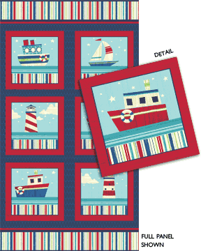 Ships Ahoy by Benartex - Red/Navy Panel/Wallhanging